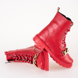 Botines de niña rojos con cadena. 2