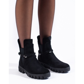 Botines Chelsea de mujer negros con plataforma Vinceza fabricados en ante ecológico 3