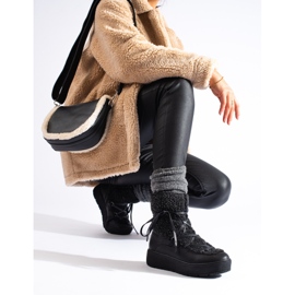 Botas de nieve de plataforma negras para mujer negro 1