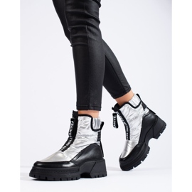 Botas de nieve plateadas para mujer en la plataforma Shelovet. 3