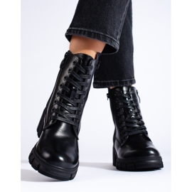 Botines mujer con cordones negro 4