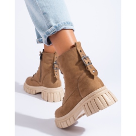 Botas de ante para mujer en la plataforma T.SOKOLSKI beige marrón 4