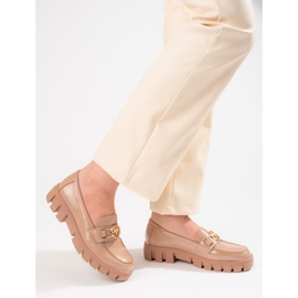 Mocasines de mujer Vinceza con plataforma lacada beige 3