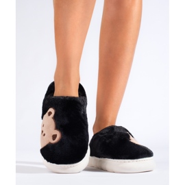 Pantuflas de mujer con osito Shelovet beige negro 3