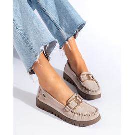 Goodin Mocasines mujer ante beige 5