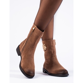 SHELOVET Botines de mujer de ante beige oscuro de Potocki 2