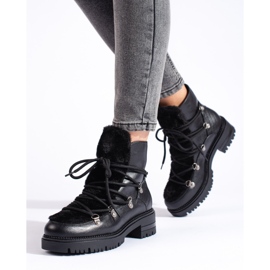 W. Potocki Botas de nieve de mujer negras con pelo de Potocki negro 1