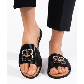 Chanclas planas de mujer negras negro 1 Chanclas planas de mujer negras negro 1