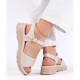 Goodin Sandalias mujer cómodas color beige 3