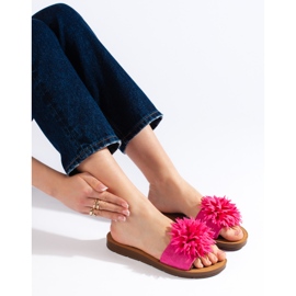 Chanclas de mujer fucsia con flor. violeta 4