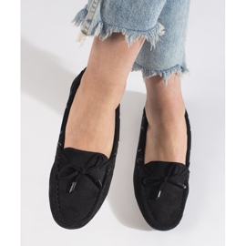 Mocasines cómodos de ante negro para mujer 3