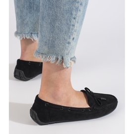 Mocasines cómodos de ante negro para mujer 2