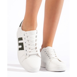 Zapatillas de mujer blancas y verdes. blanco 3