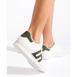 Zapatillas de mujer blancas y verdes. blanco 4
