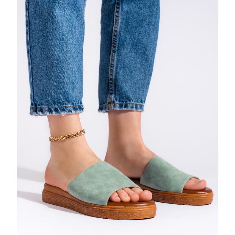 Chanclas de plataforma mujer verdes 2
