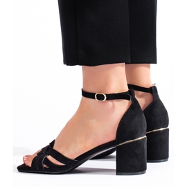 Sandalias tacón ante negro 3