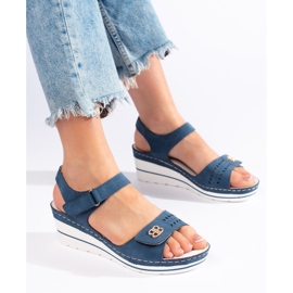 Sandalias cuña azul 1