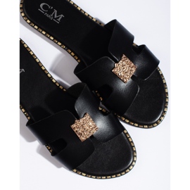 Chanclas planas de mujer negras negro 1