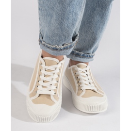 Deportivas plataforma mujer beige 2