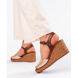 Sandalias de cuña doradas para mujer de Sergio Leone dorado 4