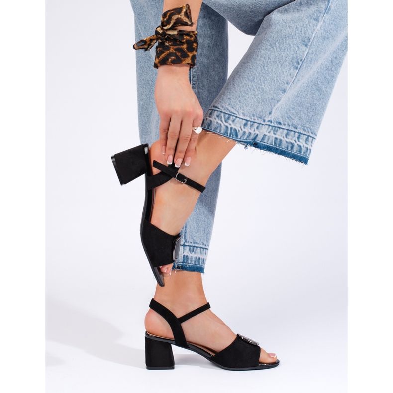 Sandalias negras elegantes de tacón alto de Sergio Leone negro 1