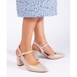 Elegantes zapatos de tacón beige para mujer de Sergio Leone 3