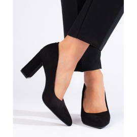 Zapatos de tacón de ante negro con tacón grueso de Sergio Leone 3