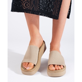 Sergio Leone Sandalias cuña mujer color crema beige 1