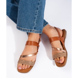 Sandalias de mujer marrones y doradas de Sergio Leone marrón 1