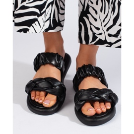 Chanclas de mujer planas negras con estilo. negro 4