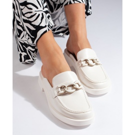Mules blancos con plataforma completa 2