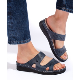 Chanclas cómodas de mujer azul marino 1