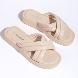 Chanclas plataforma mujer beige 4