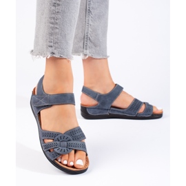 Sandalias de mujer celestes con cuña baja. azul 3
