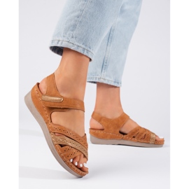 Sandalias mujer velcro marrones marrón 1