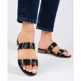 Chanclas de mujer negras con suela plana. negro 3