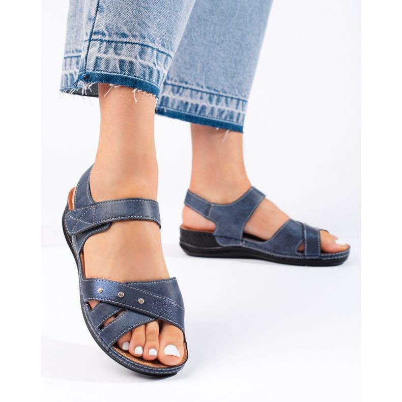 Sandalias plataforma mujer azul marino claro 1