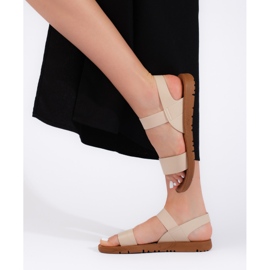 Sandalias planas mujer beige 3