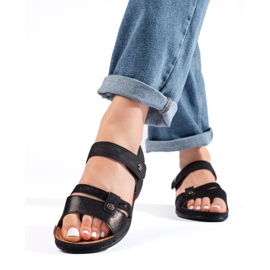 Sandalias cómodas de mujer negras. negro 4
