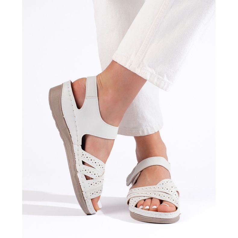 Sandalias mujer velcros blancas blanco 1