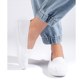 Slip-on de mujer de tejido blanco 4
