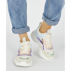 Deportivas de mujer multicolores con suela gruesa. beige 2