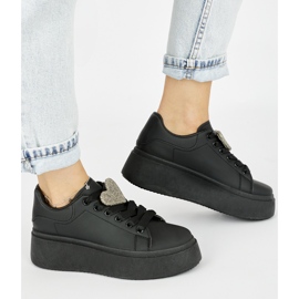 Deportivas plataforma mujer negras negro 2