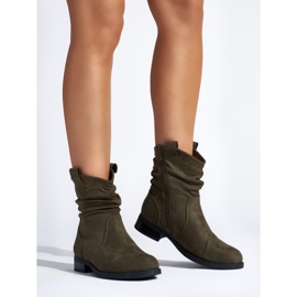 Botines de ante con volantes verde oscuro 2