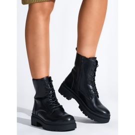 Botines negros con cordones para mujer 2