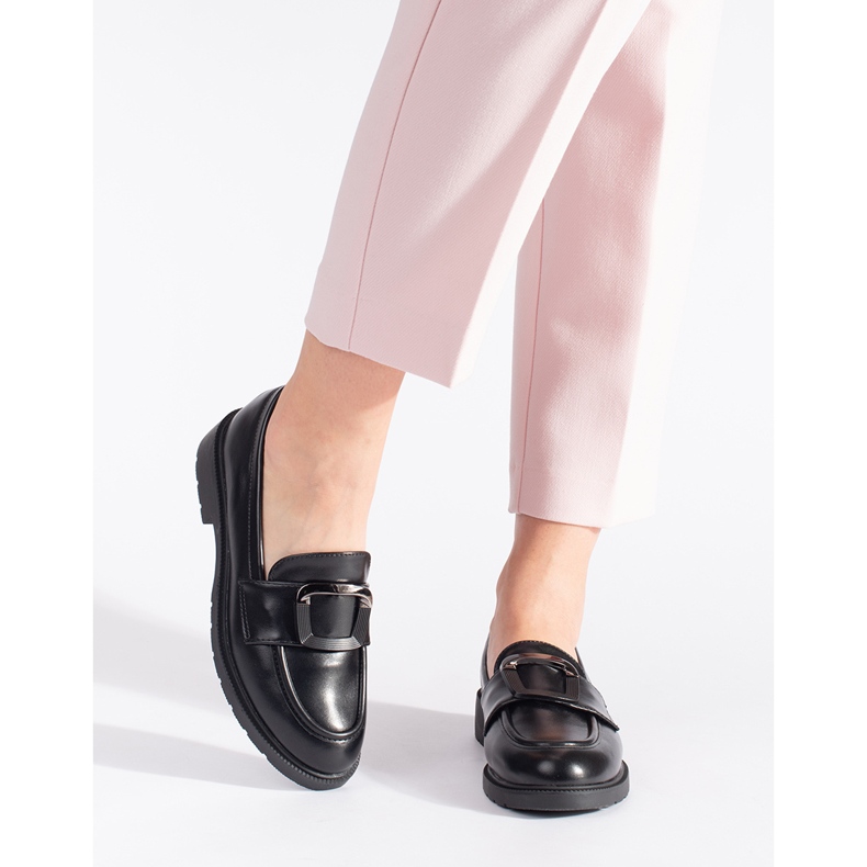Goodin Mocasines de mujer negros con hebilla. 2