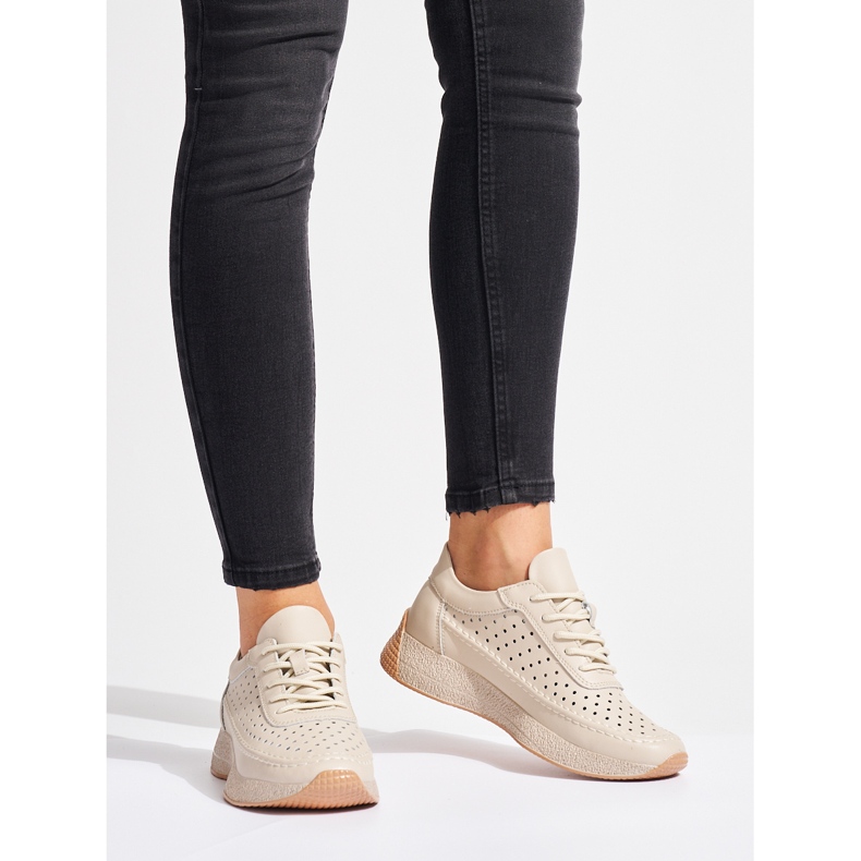 Sergio Leone Deportivas mujer piel beige 1