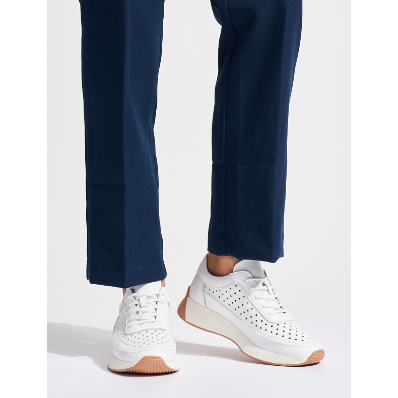 Deportivas de piel caladas blancas de Sergio Leone blanco 1