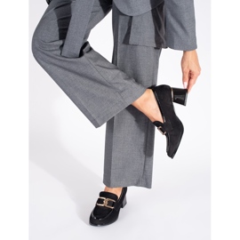 Zapatos de mujer de ante con tacón grueso. negro 2