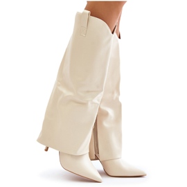 Botas de tacón alto Bellinna beige claro con caña vuelta 8